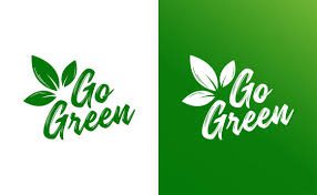 Two green-themed logos with "Go Green" and leaf designs on white and green backgrounds.